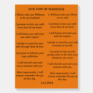 MODERN MINIMALIST WEDDING VOWS FOR BOTH FOAM BOARD
