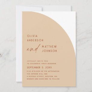 Modern Minimalist Wedding   Warm Peach Sand Arch Invitation
