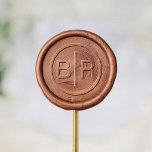 Modern Minimalist Wedding Wax Seal Stamp<br><div class="desc">A modern and minimalist wax seal design, featuring the couple's initials inside a circular border. There is a vertical line divider separating the two letters. This wax seal stamp is recommended for average or smaller letters as longer letters like "M" & "W" will merge with the frame. If you need...</div>