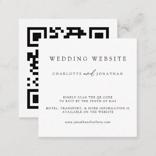Modern Minimalist Wedding Website QR Code Enclosur Enclosure Card