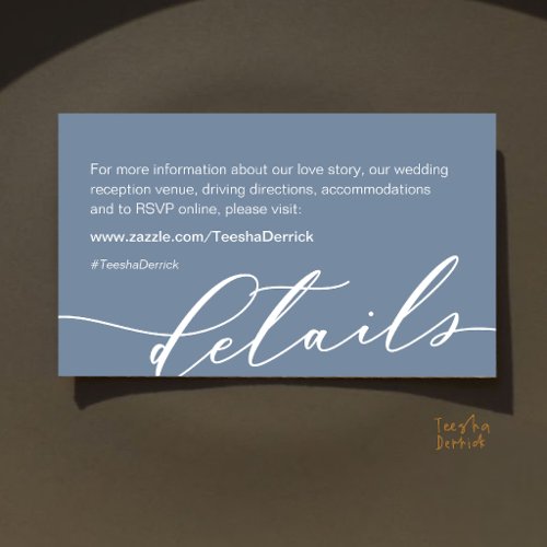 Modern Minimalist Wedding Website RSVP Details Enclosure Card