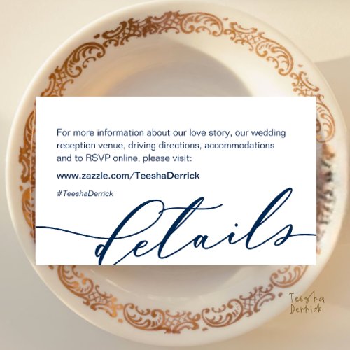Modern Minimalist Wedding Website RSVP Details Enclosure Card