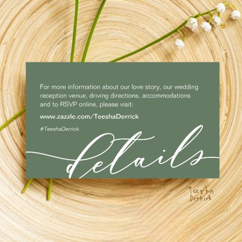 Modern Minimalist Wedding Website RSVP Details Enclosure Card
