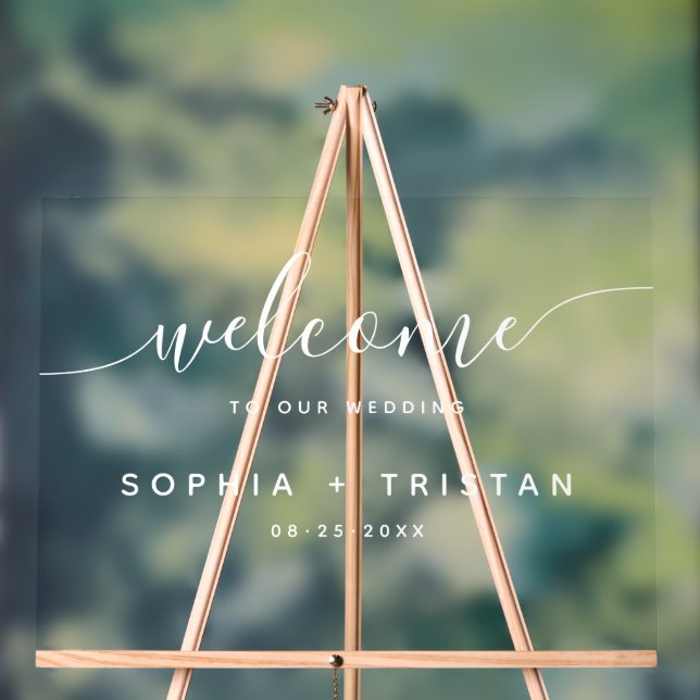 Modern Minimalist Wedding Welcome Acrylic Sign (Neutral)