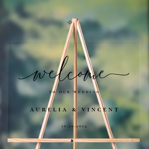 Modern Minimalist Wedding Welcome Acrylic Sign