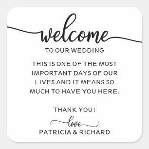 Modern Minimalist Wedding Welcome Bag Sticker   