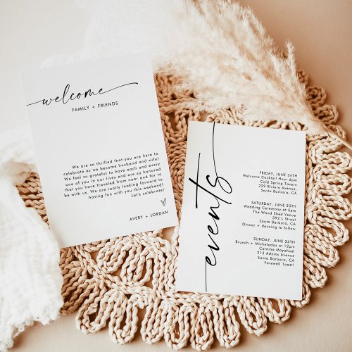 Modern Minimalist Wedding Welcome Events Card