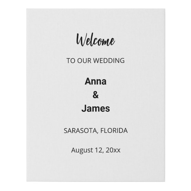 Modern Minimalist Wedding Welcome Faux Canvas Print (Front)