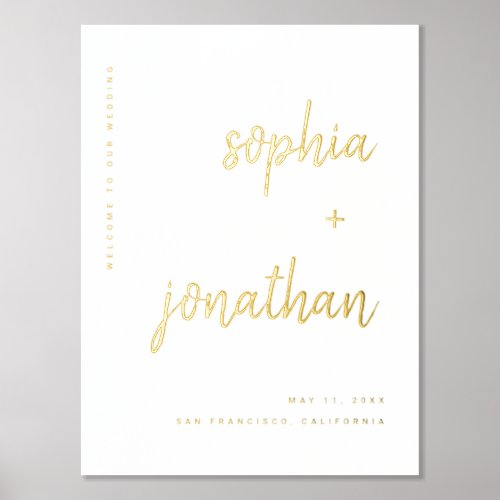 Modern Minimalist Wedding Welcome in Gold Foil Prints