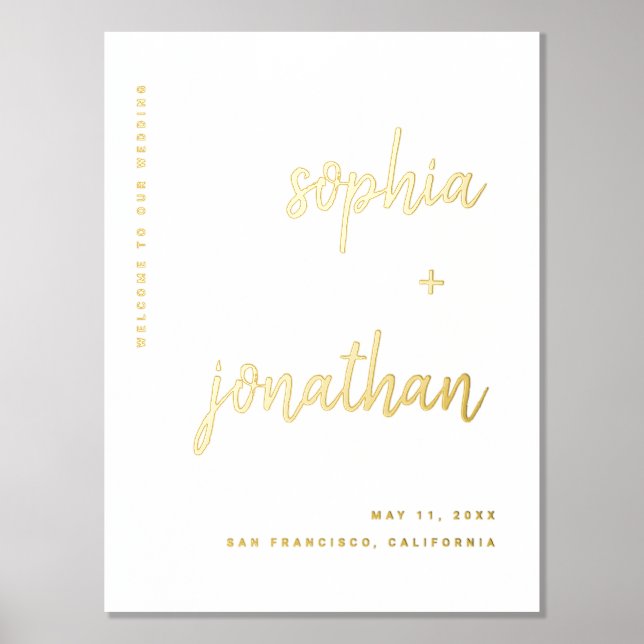 Modern Minimalist Wedding Welcome in Gold Foil Prints (Front)