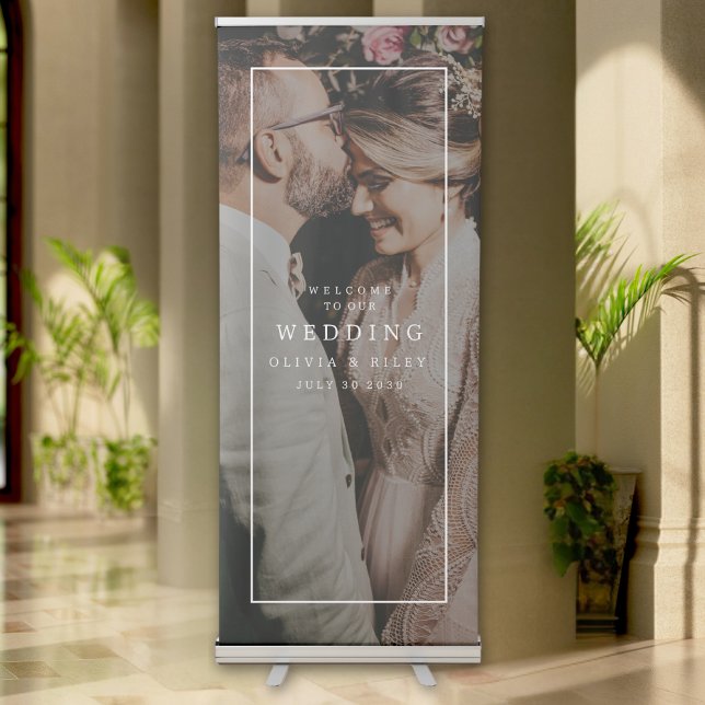 Modern Minimalist Wedding Welcome Photo Overlay Retractable Banner (Creator Uploaded)