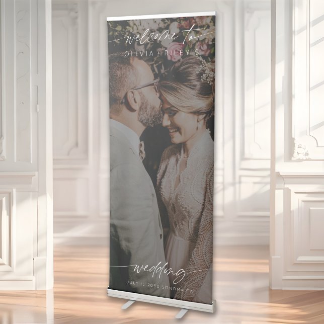 Modern Minimalist Wedding Welcome Photo Overlay Retractable Banner (Creator Uploaded)