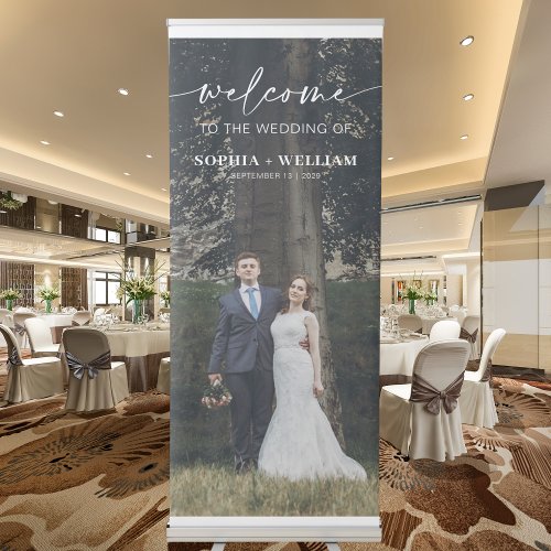 Modern Minimalist Wedding Welcome Photo Retractable Banner