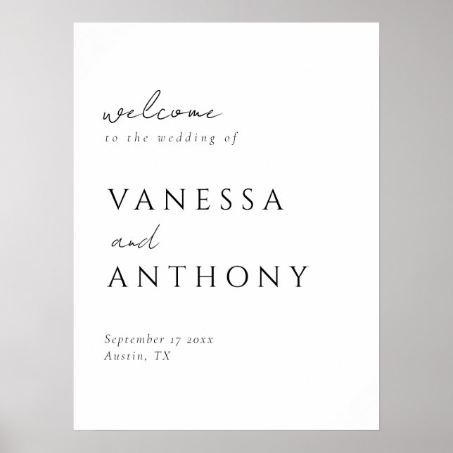 Modern Minimalist Wedding Welcome Poster (Front)