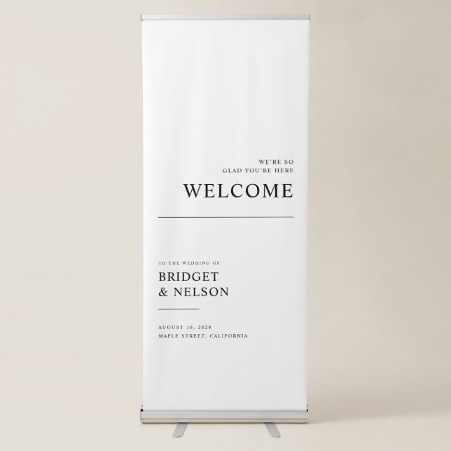 Modern Minimalist Wedding Welcome Retractable Banner (Front)