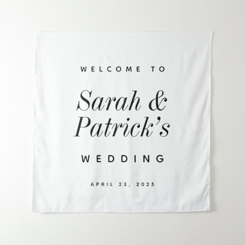Modern Minimalist Wedding Welcome Sign Tapestry