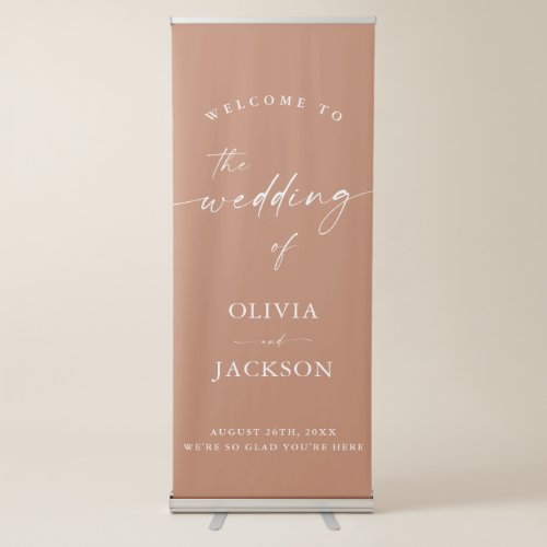 Modern Minimalist Wedding Welcome Sign Terracotta Retractable Banner