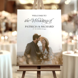 Modern Minimalist Wedding Welcome Sign With Photo