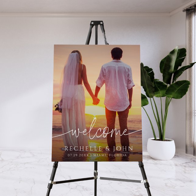 Modern Minimalist Wedding Welcome Sign with Photo (Creator Uploaded)
