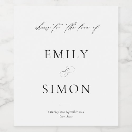 Modern Minimalist Wedding Wine Label