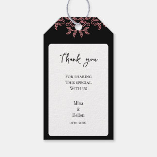 Modern minimalist wedding with flower black gift  tags