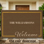 Modern Minimalist Welcome Family Name Coir  Fiber Doormat<br><div class="desc">This seemingly simply doormat does tells it's story quite well -- modern and minimalist -- saying "welcome" and personalized with your family name. Step up the fun at your doorstep with our fabulous 100% natural fiber mat! Made from tough coir and backed with non-slip PVC, this mat is a true...</div>