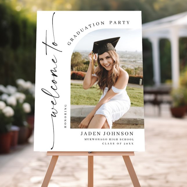 Modern Minimalist WELCOME Graduation Party Photo Foam Board (Creator Uploaded)