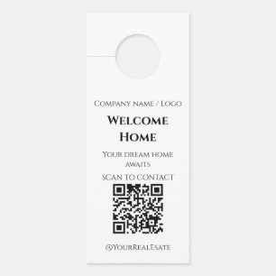 Modern Minimalist Welcome Home Real Estate QR Code Door Hanger
