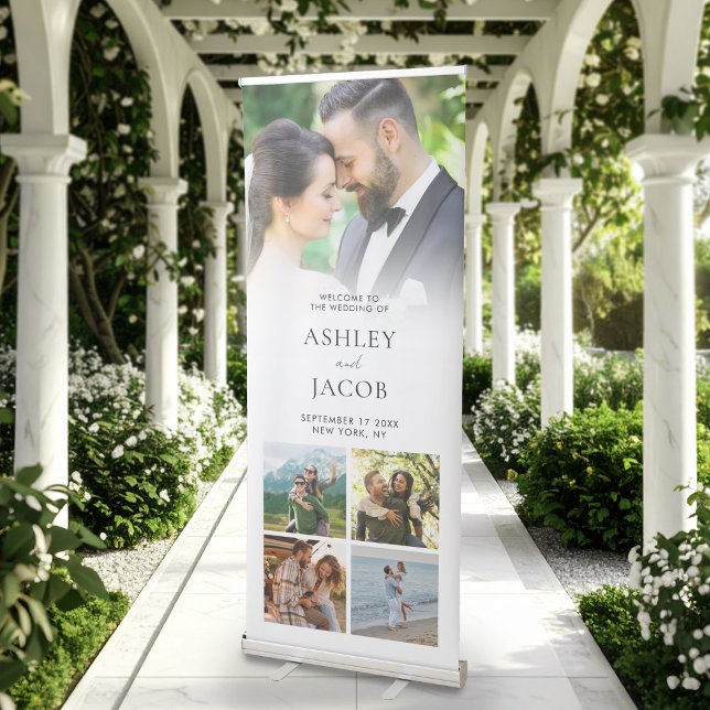 Modern Minimalist Welcome Photo Wedding Retractable Banner (Creator Uploaded)