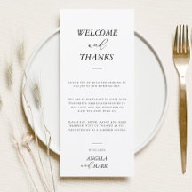 Modern Minimalist Welcome Thank You Place Card