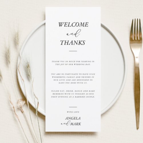 Modern Minimalist Welcome Thank You Place Card 