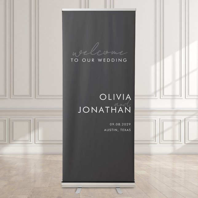 Modern Minimalist Welcome To Our Wedding Retractable Banner (Creator Uploaded)