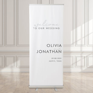 Modern Minimalist Welcome To Our Wedding Retractable Banner