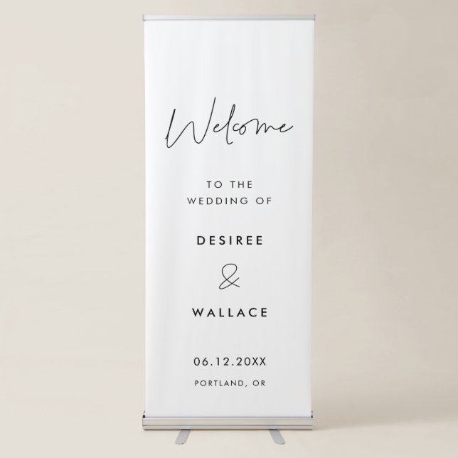 Modern Minimalist Welcome to our wedding Retractable Banner (Front)