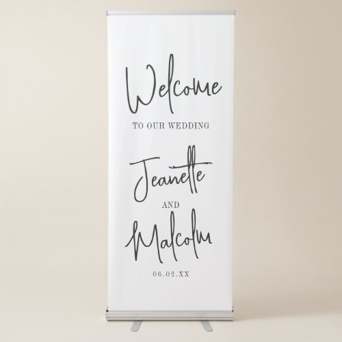 Modern Minimalist Welcome to our Wedding Script Retractable Banner