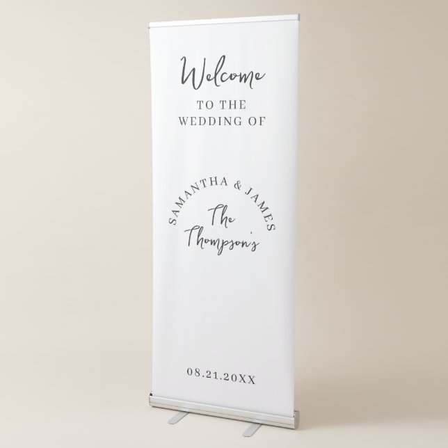 Modern Minimalist Welcome Wedding  Retractable Banner (3/4)