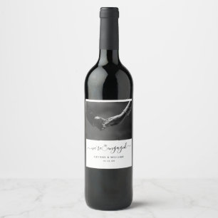 Modern Minimalist We're Engaged with photo Wine Label