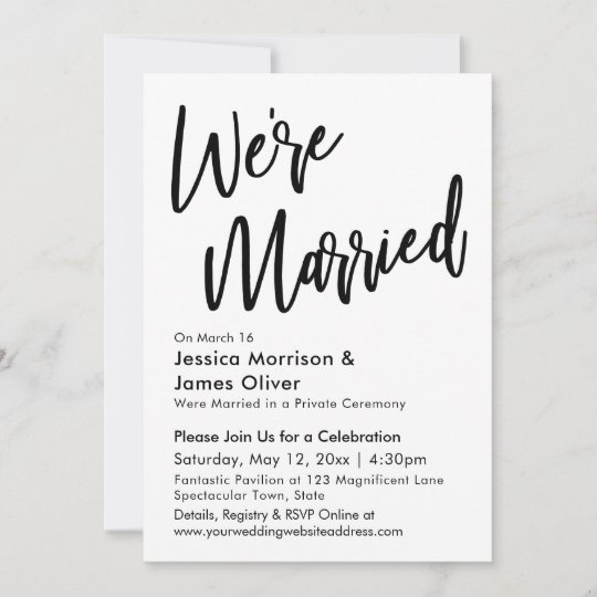 Modern Minimalist We're Married Black and White Invitation | Zazzle.com