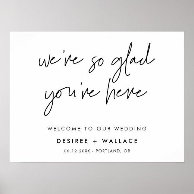 Modern Minimalist We're So glad you're here Poster (Front)