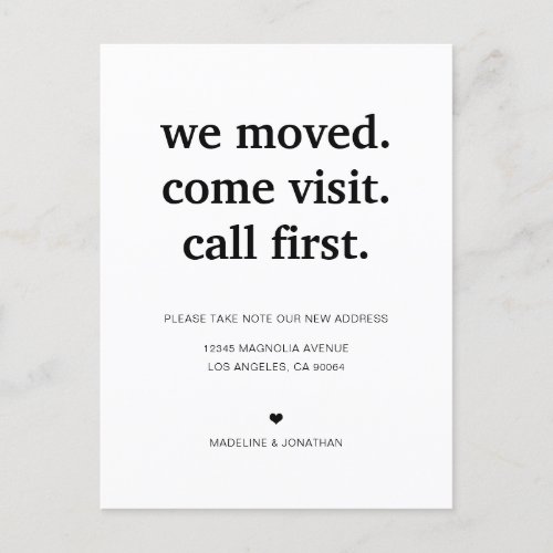 Modern Minimalist Weve Moved Moving Announcement Postcard