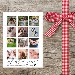 Modern Minimalist What a Year Photo Collage Holiday Card