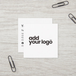 Modern Minimalist White Add Your Logo Square Business Card