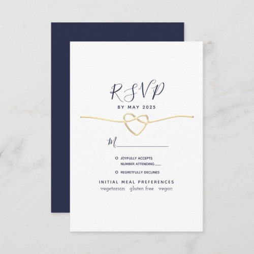 Modern Minimalist White and Navy Blue Wedding RSVP Card