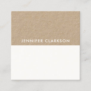 Modern minimalist white and rustic kraft square business card