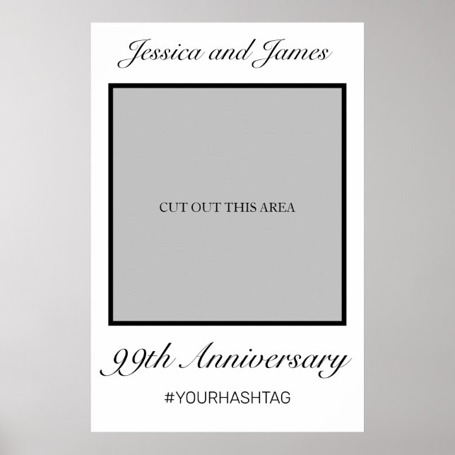 Modern Minimalist White Anniversary Photo Prop Poster (Front)