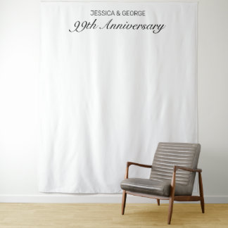 Modern Minimalist White Anniversary Photo Tapestry