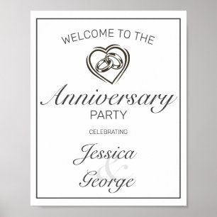 Modern Minimalist White Anniversary Welcome Sign