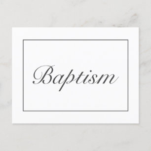 Modern Minimalist White Baby Baptism Announcement Postcard