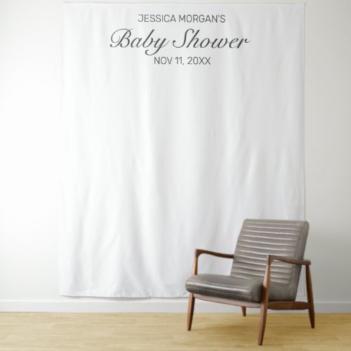 Modern Minimalist White Baby Shower Photo Tapestry