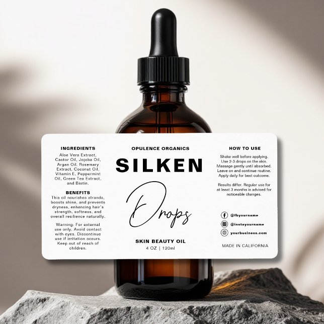 Modern Minimalist White Beauty Cosmetic Bottle  Label (Creator Uploaded)